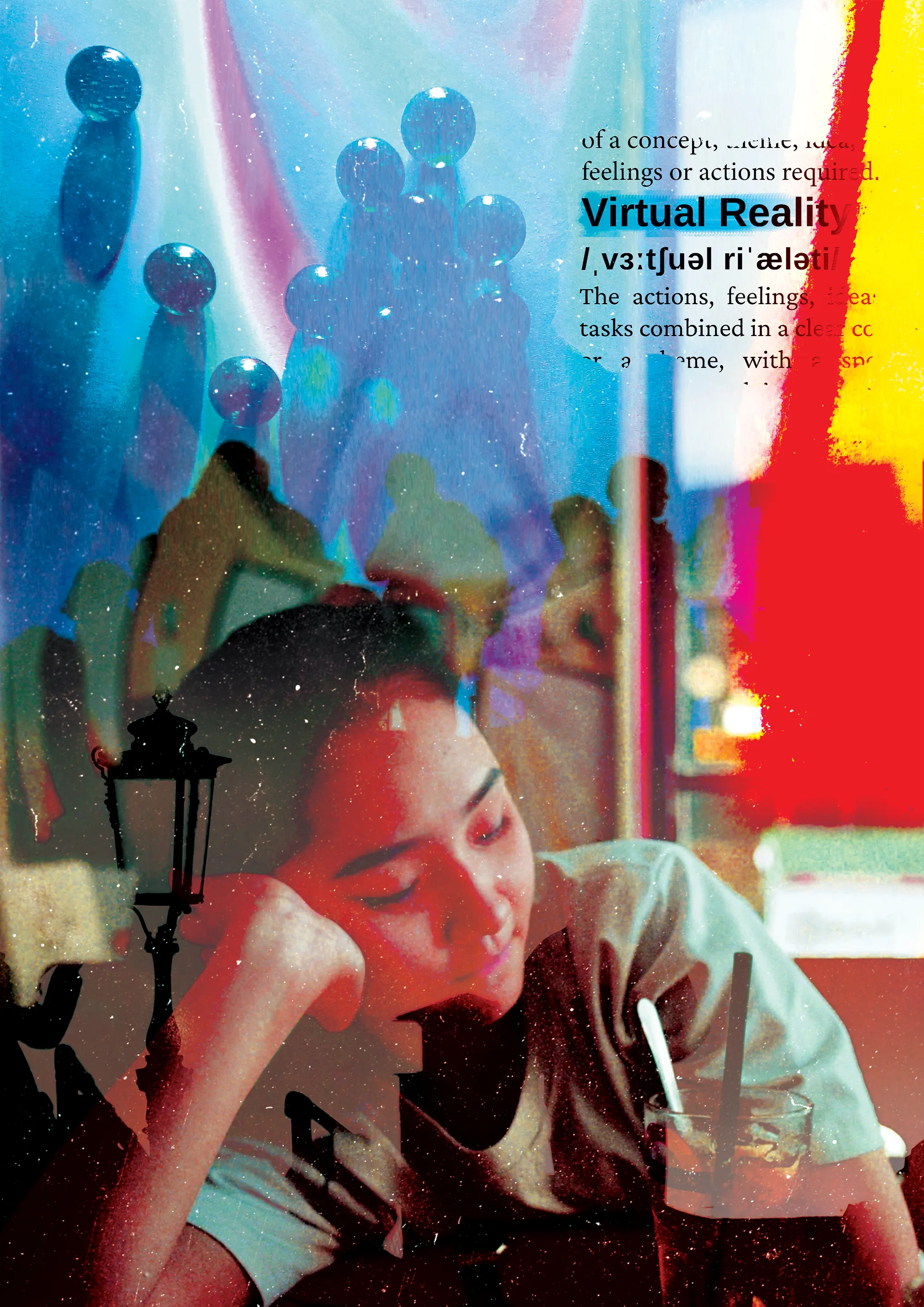 Layered urban collage exploring virtual reality and isolation